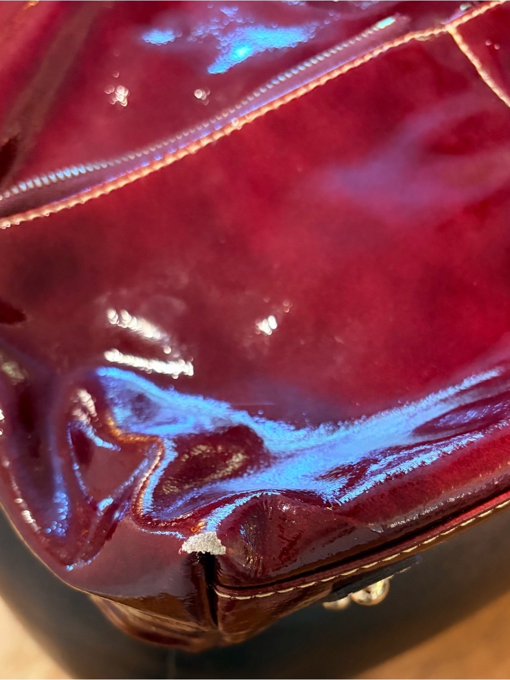 Dooney & Bourke Glossy Burgundy Patent Leather Shoulder Bag - Picture 15 of 16